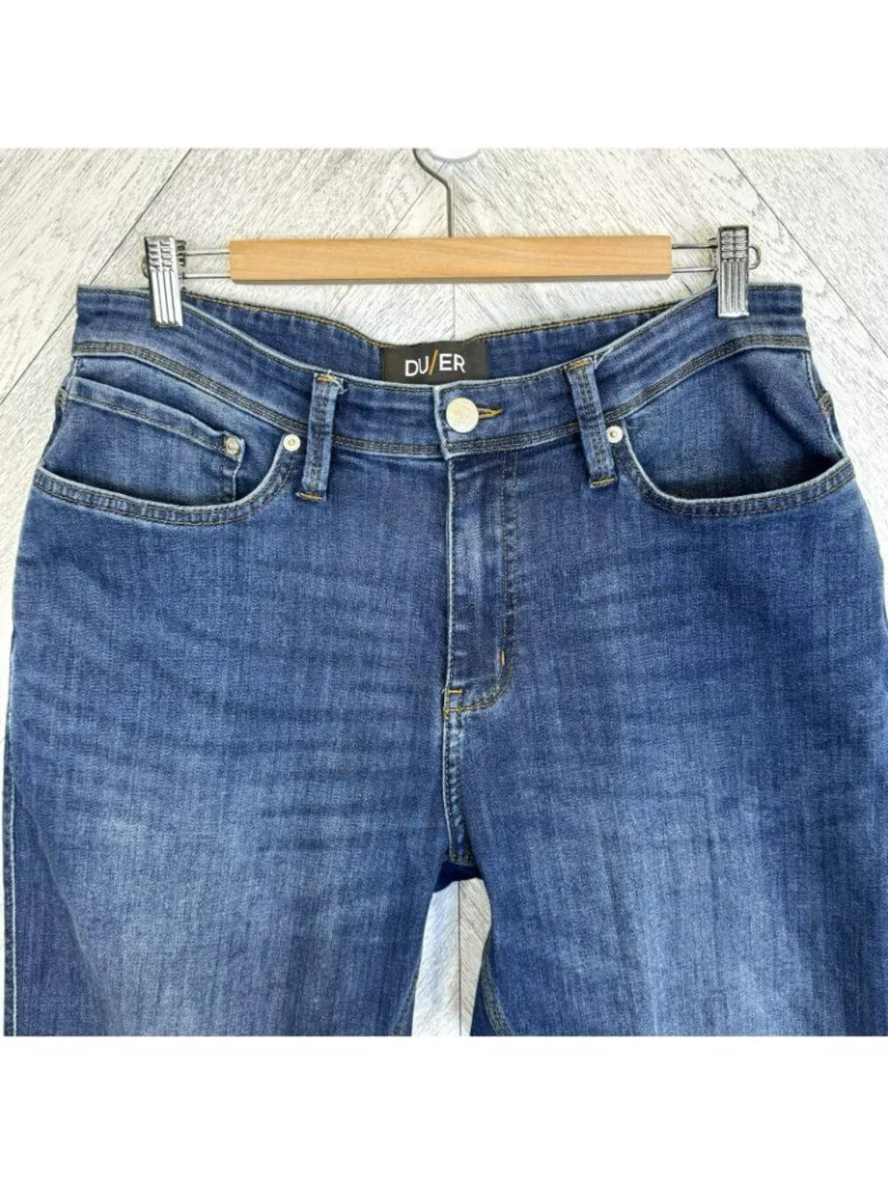 DU/ER Duer Jeans L2X Relaxed Taper Blue Denim Mens Size 34x33